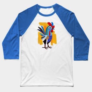 Colorful Whimsical Rooster Baseball T-Shirt